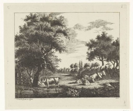 Landscape with cows and sheep