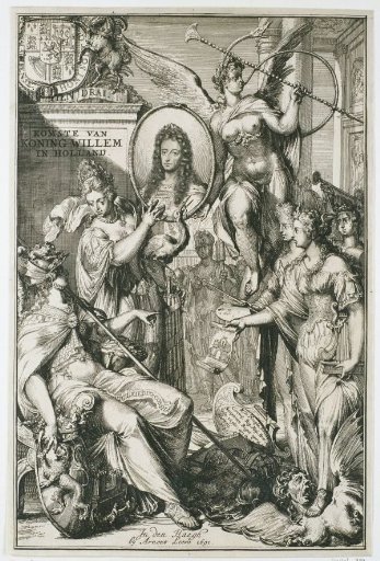 Allegorical frontispiece with portrait of William III