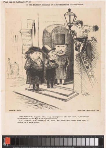 Caricature with Jozef Israëls, Jacob Maris and Albert Neuhuys