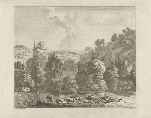 Livestock in a mountain landscape