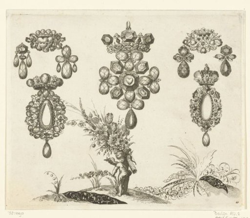Nine brooches and earrings