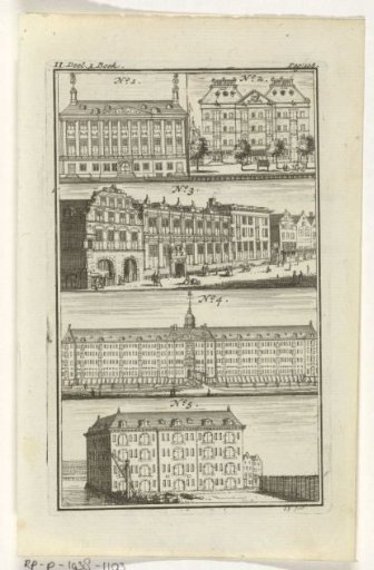 Five different buildings in Amsterdam