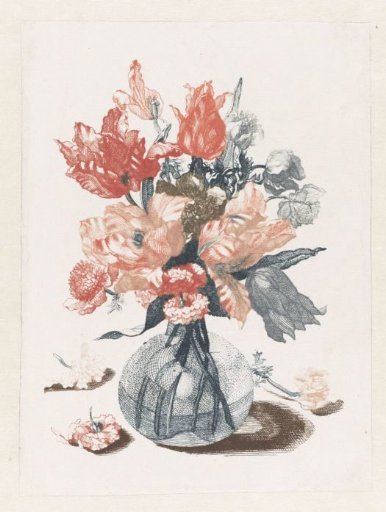 Five Prints of Flowers in Glass Vases