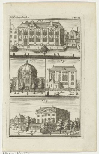 Four different churches and synagogues in Amsterdam