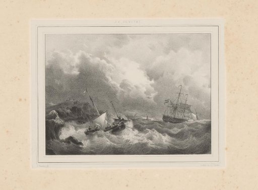 Sailing ships on a stormy sea