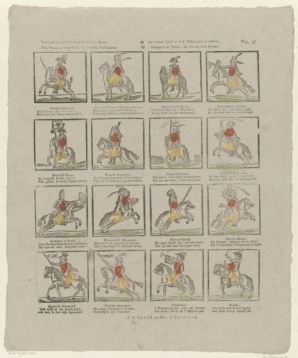 Contemplate in this print a number of brave heroes, / Whose loyalty and courage, shown on the bloody field, / Sometimes boldly presented the laws to their enemy, / If this scene pleases you, we are already rewarded