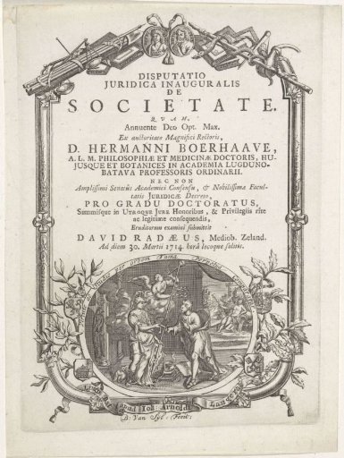 Printer's mark of Johan Arnold Langerak in ornamental frame