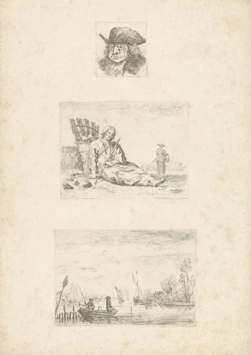 Portrait of Abraham van Wielen / Landscape with shepherd / River landscape