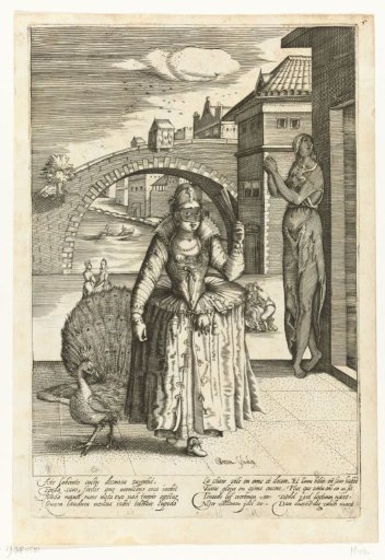 Elegant lady with a peacock