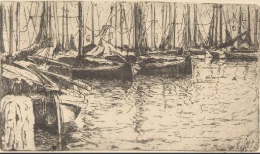 Barges in the Harbour of Volendam