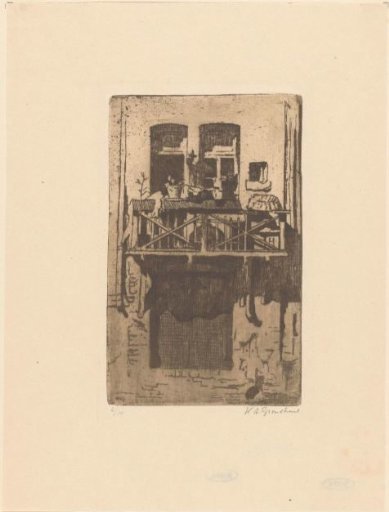 Balcony of a house on the Oudezijds Kolk in Amsterdam
