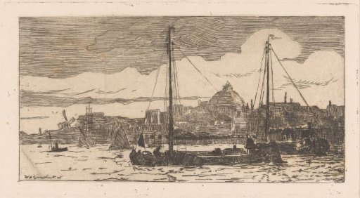 Ships on the IJ in Amsterdam