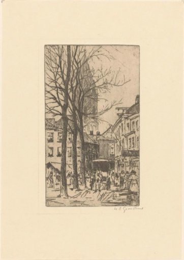 Figures in the street in The Hague