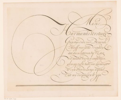 Writing Sample: Mons(ieur) Harmanus Versteege (...)