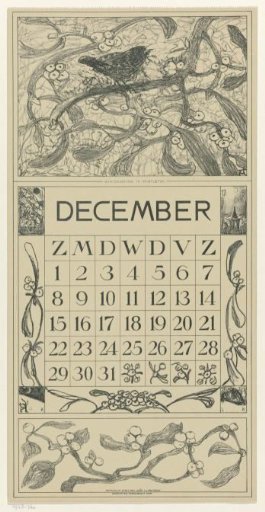 Calendar leaf December with a wren