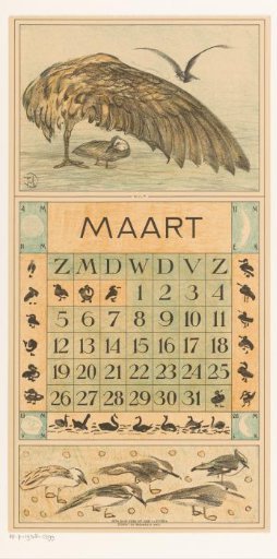 Calendar page March with snipe