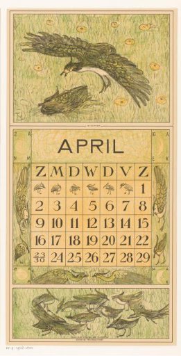 Calendar page April with two lapwings