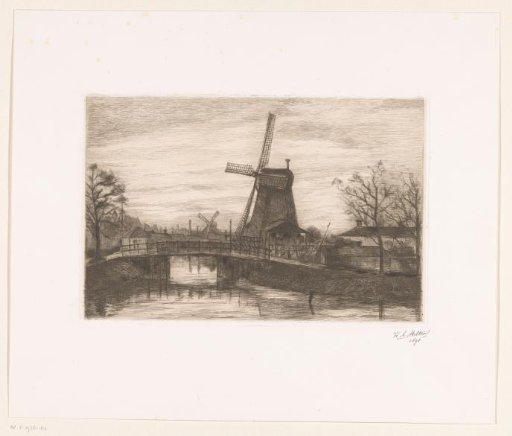 City View with Two Mills and a Bridge