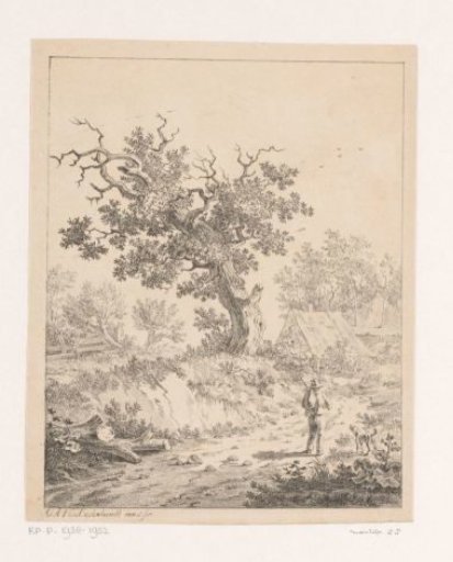 Landscape with a man and a dog