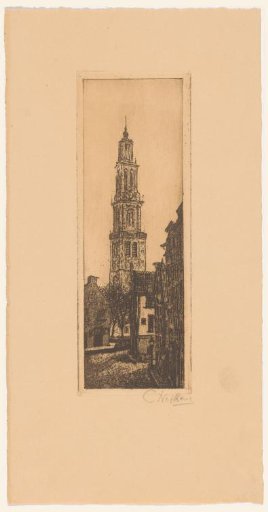 Street view with church tower