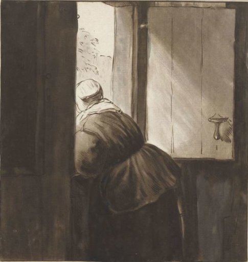 Woman leaning over a half-door