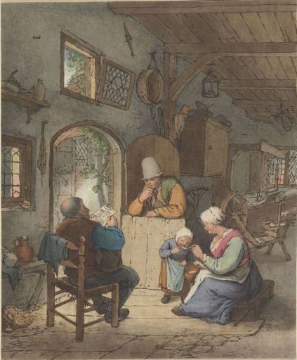 Newspaper reader in an interior