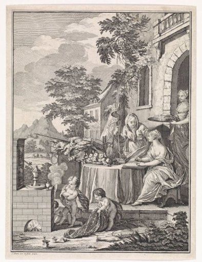 Two Women Around a Table at a Country House