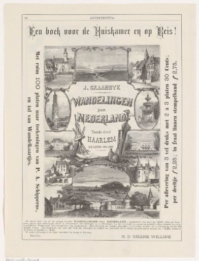 Advertisement for: J. Graandyk. Walks through the Netherlands. Haarlem: Herman Diederick Tjeenk Willink, 1885