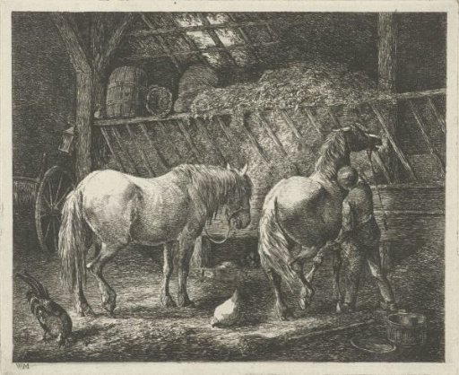 Stable interior with two horses