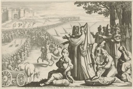 Women and children watching Civilis fight the Romans, 69-70
