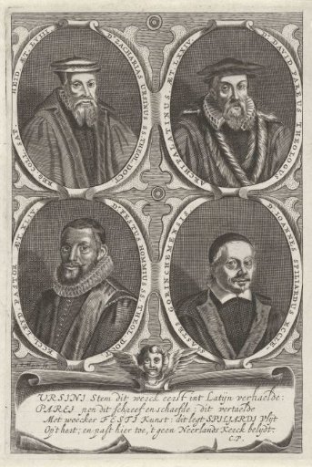 Portraits of Zacharias Ursinus, David Pareus, Festus Hommius and Johannes Spiljardus