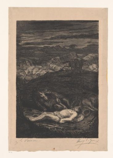 Body of a Man in a Landscape with Horses