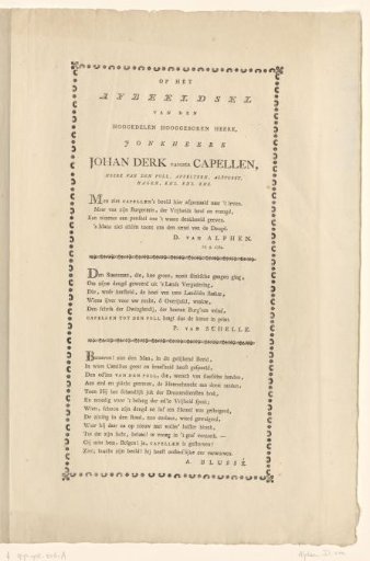 Four Praise Poems on the Politician Joan Derk van der Capellen tot den Pol