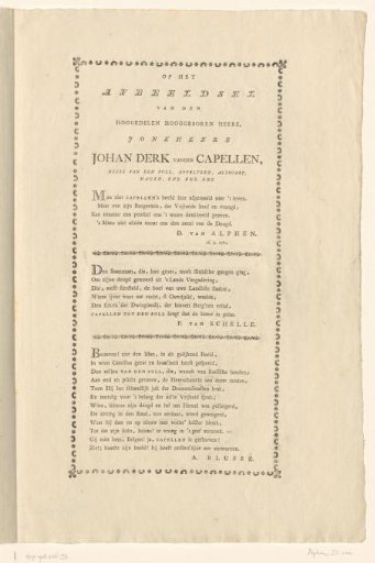 Four Praise Poems on the Politician Joan Derk van der Capellen tot den Pol