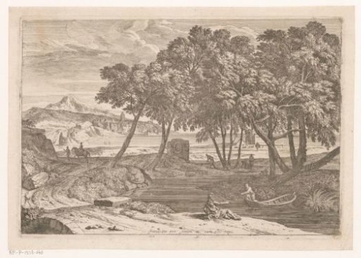 Arcadian landscape with a fisherman in a boat