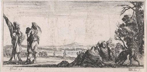 Two Soldiers Talking on the Left, a Fallen Horse on the Right