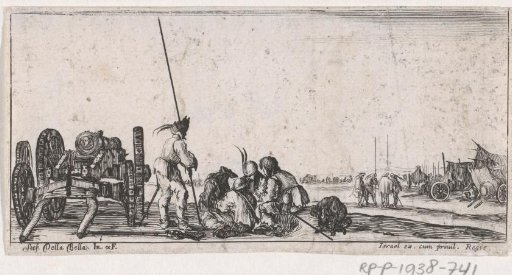 Soldiers Playing Cards Next to a Cannon