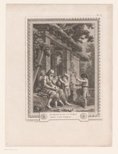 Old Man among Five Playing Children