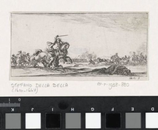 Soldiers on horseback in combat on a battlefield