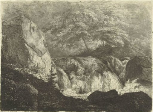Rocky landscape with waterfall