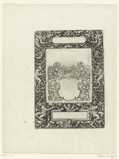Frame with an elongated cartouche with rounded sides at the top center