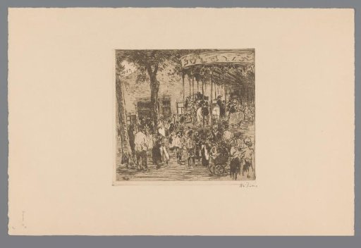 Group of spectators at a carousel