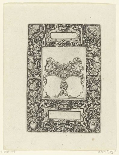 Frame with an elongated cartouche with rounded sides at the top center