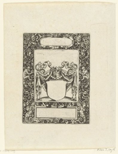 Frame with an elongated cartouche with rounded sides at the top center
