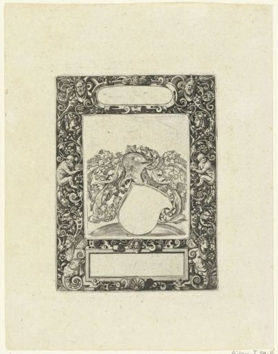 Frame with an elongated cartouche with rounded sides at the top center