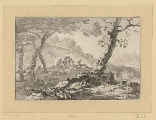 Landscape with a deer hunt