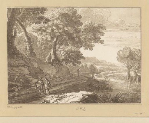 Italianate landscape with three walkers