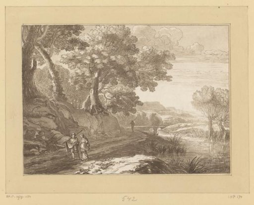 Italianate landscape with three walkers