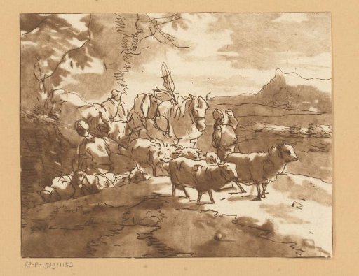 Shepherds with Cattle in a Mountain Landscape
