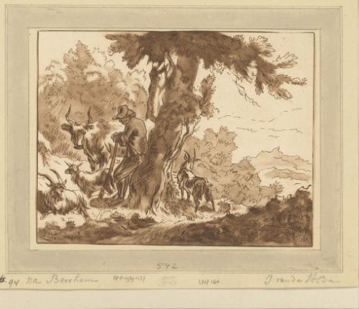 Shepherd and His Cattle by a Tree